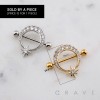 MULTI CZ STAR TOP 316L SURGICAL STEEL NIPPLE RING SHIELD MULTI CZ STAR TOP 316L SURGICAL STEEL NIPPLE RING SHIELD